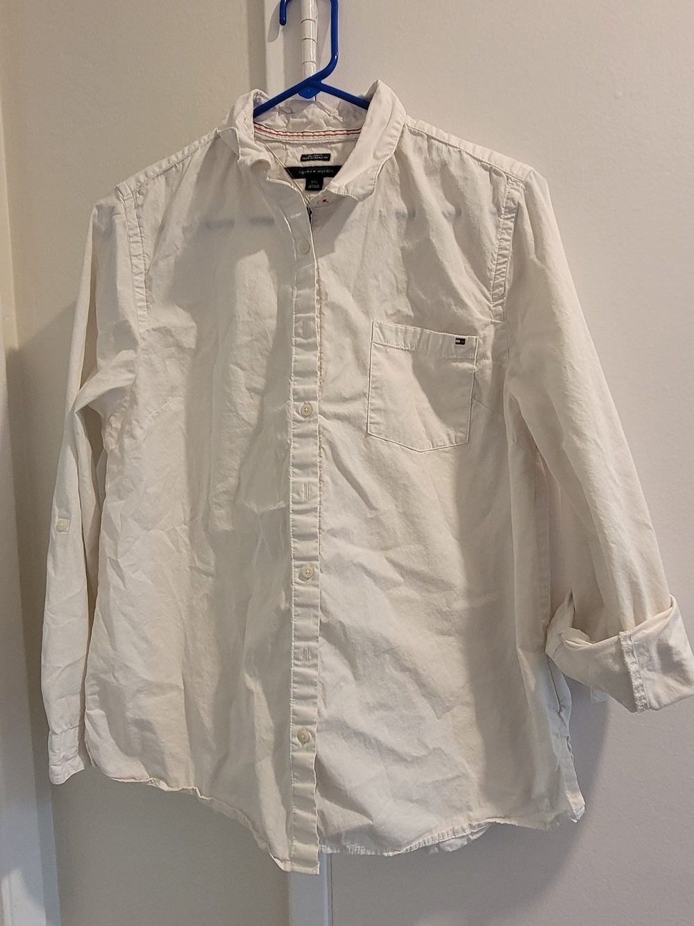 Tommy Hilfiger White Long-Sleeve Button-Down Shirt L